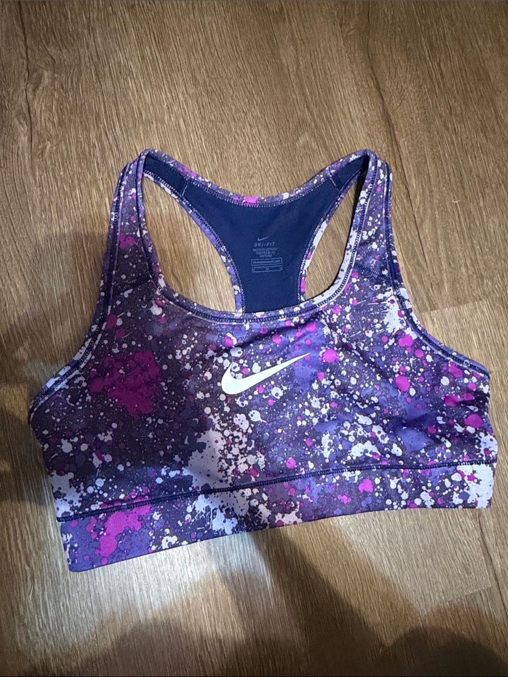 Nike Women’s Purple & Pink Splash Print Racerback Sports Bra